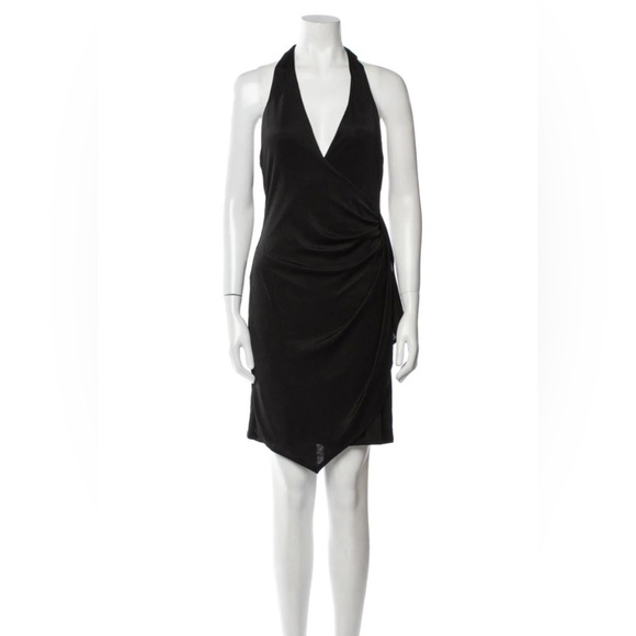 Alice + Olivia Black Halter Marx Bodycon Ruched Night Out Halter Mini Dress - Picture 7 of 13